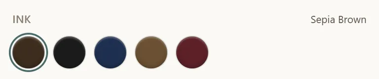 The address ink swatches, with Sepia Brown selected