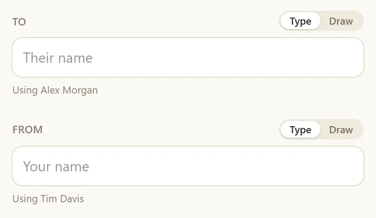 The To and From fields, each with a Type or Draw toggle