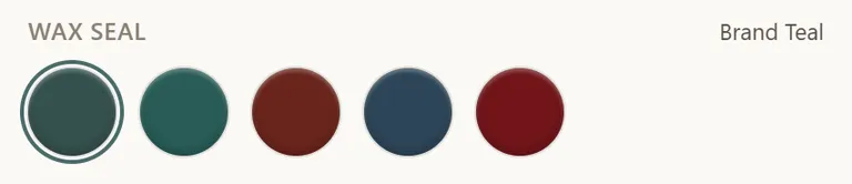 The five wax seal colours as a row of coloured discs